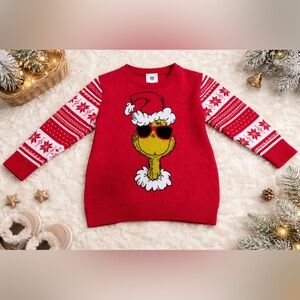 ✨LIKE NEW✨ Holiday Dr. Seuss The Grinch Christmas Knit Sweater Size 5T (Red)